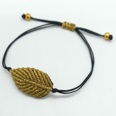 AKTIS jewels kallirroi gr faux bijoux χειροποίητο βραχιόλι χεριού μακραμέ φύλλο χρυσό μαύρο