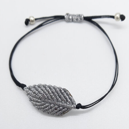 ANTIKLEIA jewels kallirroi gr faux bijoux χειροποίητο βραχιόλι χεριού μακραμέ φύλλο ασημί μαύρο