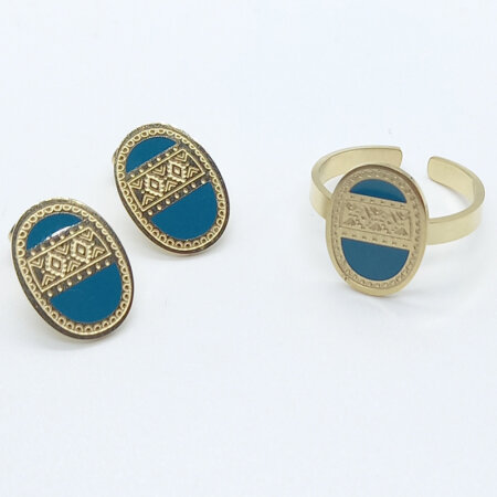 ARGO TARSA jewels kallirroi gr faux bijoux gift set steel ατσάλινα σκουλαρίκια και δαχτυλίδι επίχρυσα ethnic