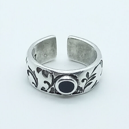 DANAI jewels kallirroi gr faux bijoux δαχτυλίδι επάργυρο με χάραξη και μαύρη πέτρα