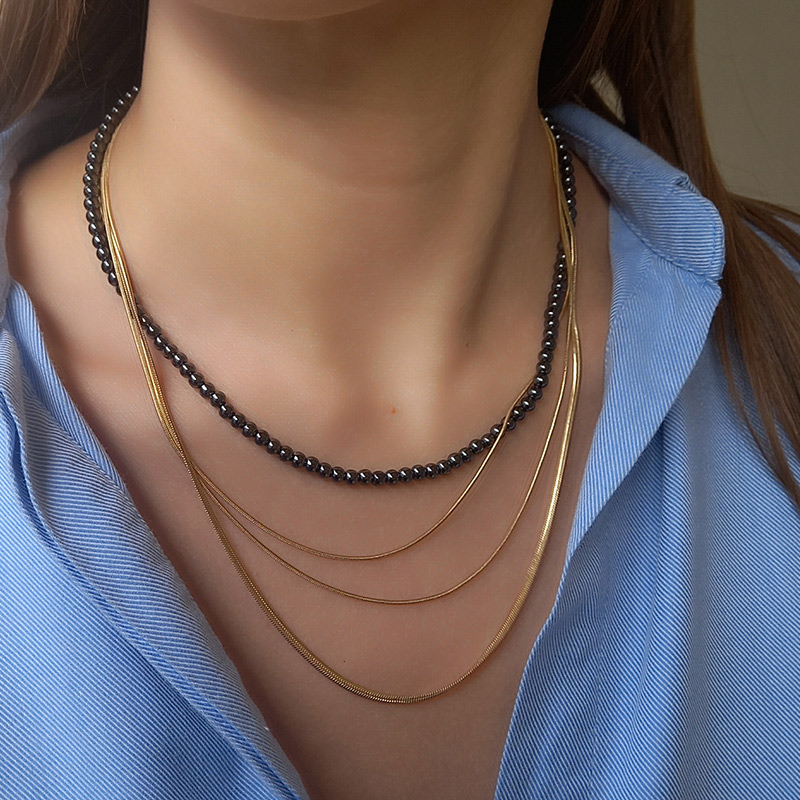 DIODORA jewels kallirroi gr faux bijoux γυναικεία κοσμήματα κολιέ αλυσίδας φιδιού τετραπλής σειράς αιματίτη