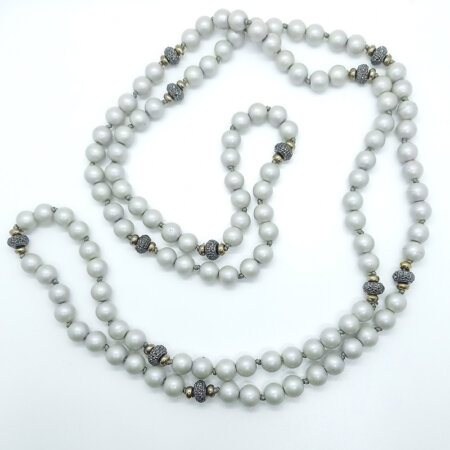 DROSSANA jewels kallirroi gr faux bijoux κολιέ πέρλας μακρύ γκρι με strass