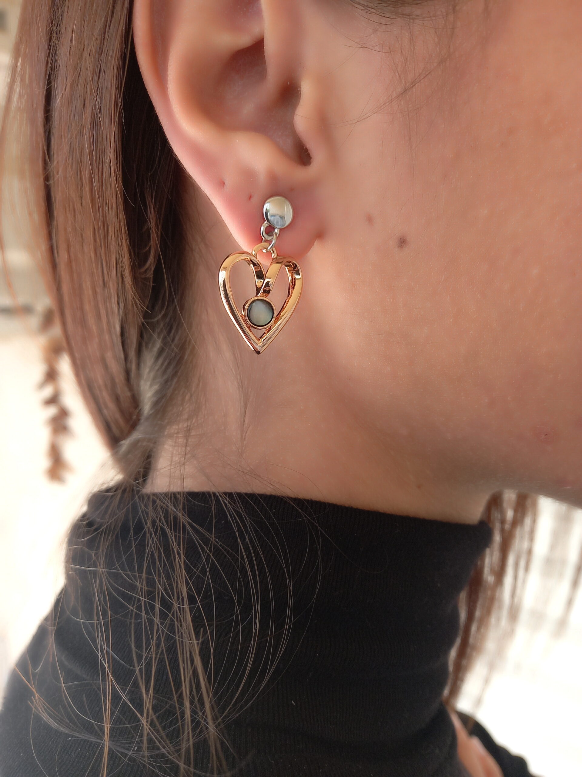 IMAN jewels kallirroi gr faux bijoux φο μπιζού σκουλαρίκια ροζ χρυσού σε σχήμα καρδιάς