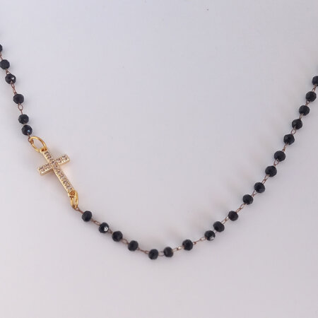 ISIS jewels kallirroi gr faux bijoux κολιέ αλυσίδας ροζάριο με επίχρυσο σταυρό