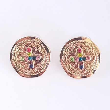 MATTIA jewels kallirroi gr faux bijoux σκουλαρίκια επίχρυσα σταυρός με strass