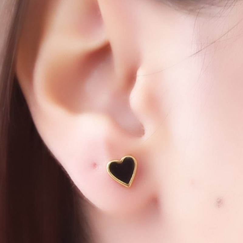 PHOIVI jewels kallirroi gr faux bijoux γυναικεία χειροποίητα κοσμήματα σκουλαρίκια επίχρυσα μαύρου σμάλτου καρδιά