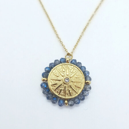 SIDI jewels kallirroi gr faux bijoux κολιέ αλυσίδας ατσάλινο strass μπλε κρυστάλλους