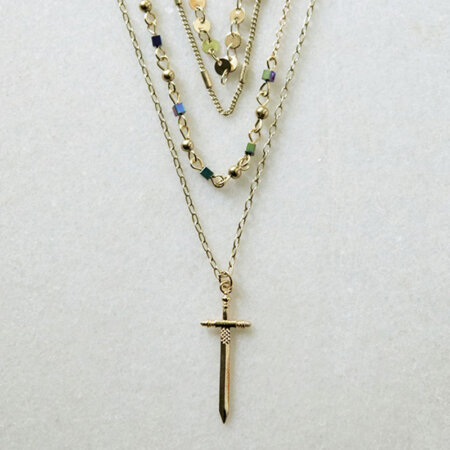 TYLLIA jewels kallirroi gr faux bijoux γυναικεία χειροποίητα κοσμήματα κολιέ αλυσίδας επίχρυσο τετραπλής σειράς