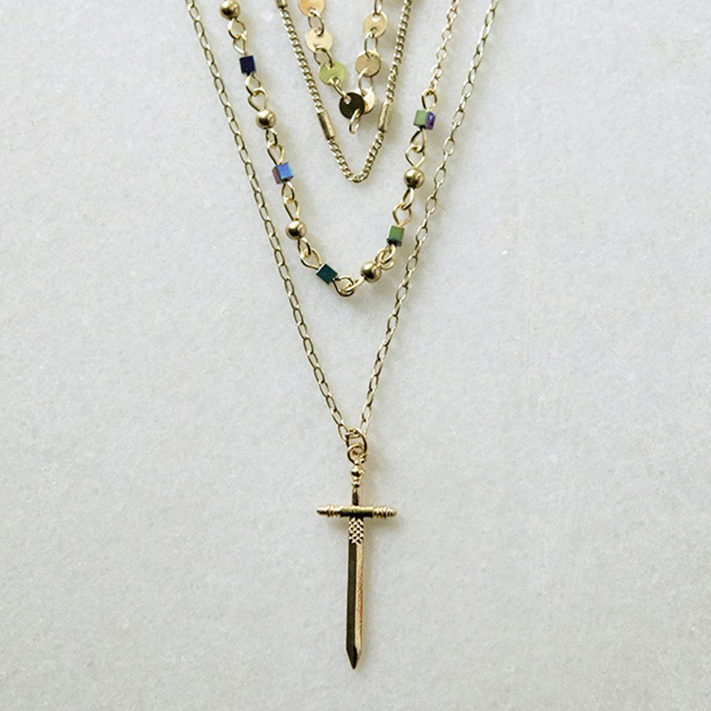 TYLLIA jewels kallirroi gr faux bijoux γυναικεία χειροποίητα κοσμήματα κολιέ αλυσίδας επίχρυσο τετραπλής σειράς