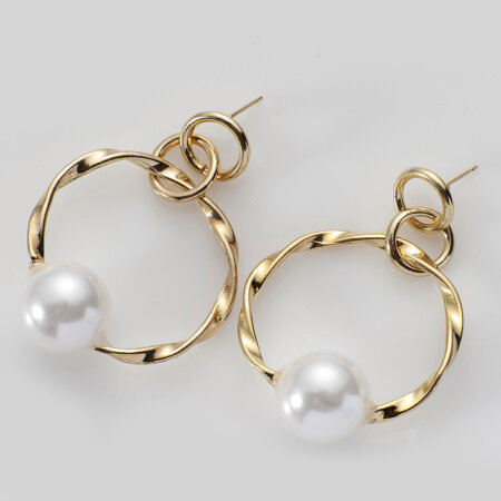 hoops faux bijoux σκουλαρίκια γυναικεία επίχρυσα κρίκοι με πέρλα κλασσικού κρίκου