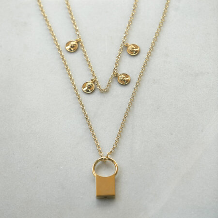 φο μπιζού κολιέ δώρου gift set χαμηλή τιμή χρυσά με φλουριά και λουκέτο