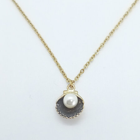 RISOLLA jewels kallirroi gr faux bijoux κολιέ αλυσίδας ατσάλινο επίχρυσο κοχύλι πέρλα