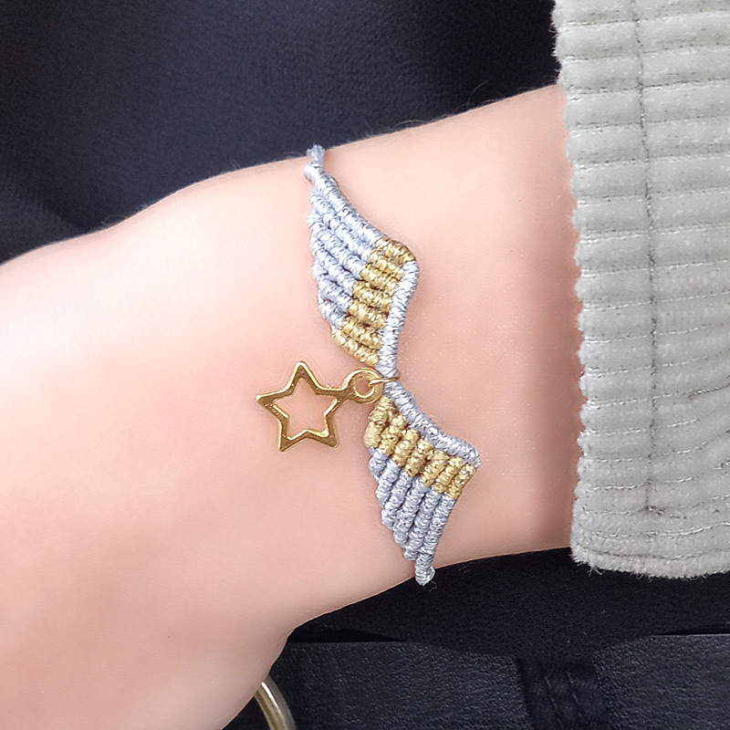 IRIS jewels kallirroi gr faux bijoux handmade χειροποιήτο κόσμημα βραχιόλι χεριού μακραμέ χρυσό ασημί