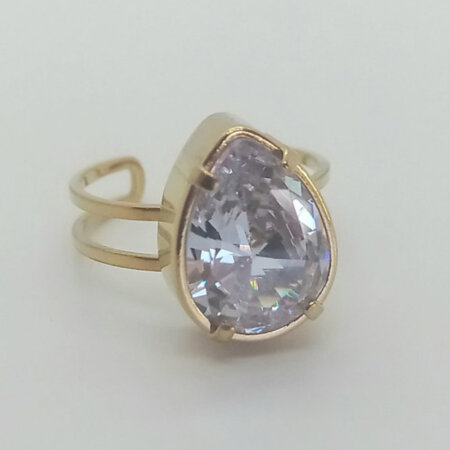 CHRISTINA jewels kallirroi gr faux bijoux γυναικεία χειροποίητα κοσμήματα δαχτυλίδι ατσάλινο λευκός κρύσταλλος