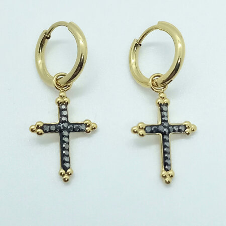 MANTO jewels kallirroi gr faux bijoux γυναικεία χειροποίητα κοσμήματα σκουλαρίκια επίχρυσα σταυρός strass