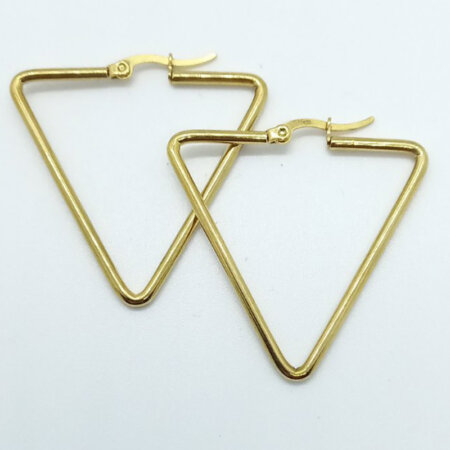 HAGIEK jewels kallirroi gr faux bijoux γυναικεία χειροποίητα κοσμήματα σκουλαρίκια ατσάλινα χρυσά τρίγωνοι κρίκοι