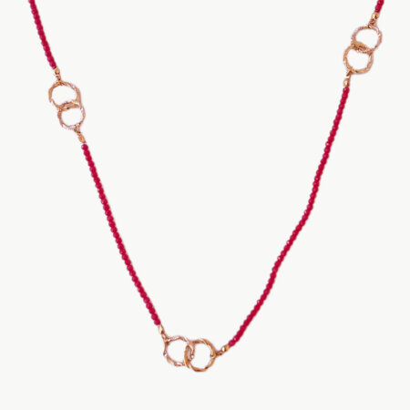 LYSITHEA jewels kallirroi gr faux bijoux γυναικεία χειροποίητα κοσμήματα κολιέ αλυσίδας ατσάλινο επίχρυσο κόκκινο μακρύ