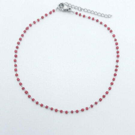 KEA jewels kallirroi gr faux bijoux γυναικεία χειροποίητα κοσμήματα αλυσίδα ποδιού ατσάλινη επάργυρη κόκκινη