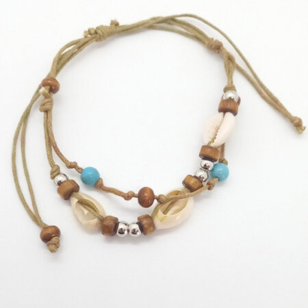 SKOPELOS jewels kallirroi gr faux bijoux γυναικεία χειροποίητα κοσμήματα αλυσίδα ποδιού μακραμέ καφέ κοχύλια