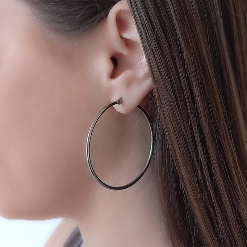 EMMA - Σκουλαρίκια ατσάλινα κρίκοι - Image 2