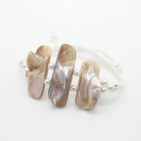 NISOS jewels kallirroi gr faux bijoux γυναικεία χειροποίητα κοσμήματα βραχιόλι μακραμέ χεριού λευκό φίλντισι