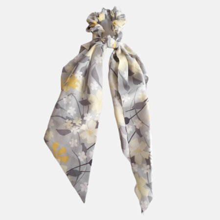 G716 jewels kallirroi gr faux bijoux γυναικεία αξεσουάρ Scrunchie μαλλιών γκρι floral