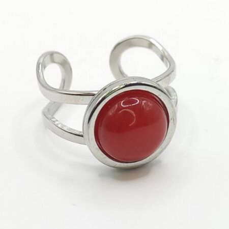 VERONICA jewels kallirroi gr faux bijoux γυναικεία χειροποίητα κοσμήματα δαχτυλίδι ασημί ατσάλινο κόκκινο ς αχάτης φθηνά φο μπιζού καλλιθέα