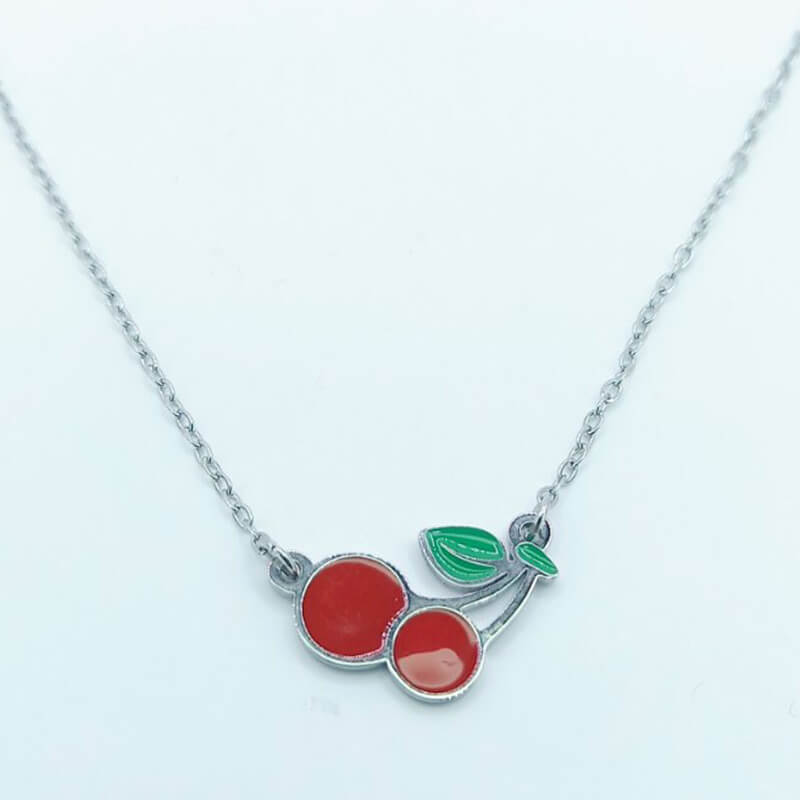 CHERRY jewels kallirroi gr faux bijoux γυναικεία χειροποίητα κοσμήματα κολιέ ατσάλινο ασημί κεράσι φθηνά φο μπιζού καλλιθέα