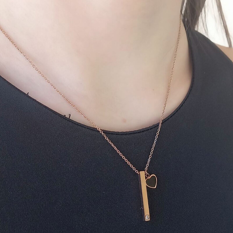 IOVATI jewels kallirroi gr faux bijoux γυναικεία χειροποίητα κοσμήματα κολιέ ατσάλινο αλυσίδας ροζ χρυσό εντυπωσιακό κλασικό κόσμημα καλλιθέα