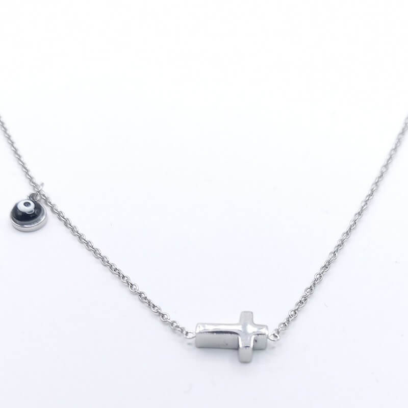 RIA jewels kallirroi gr faux bijoux γυναικεία χειροποίητα κοσμήματα κολιέ ατσάλινο ασημί σταυρός φο μπιζού καλλιθέα kallithea eshop