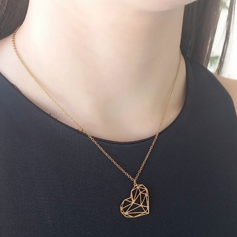 VALERIA jewels kallirroi gr faux bijoux γυναικεία χειροποίητα κοσμήματα κολιέ ατσάλινο αλυσίδας καρδιά χρυσό εντυπωσιακό κλασικό κόσμημα καλλιθέα