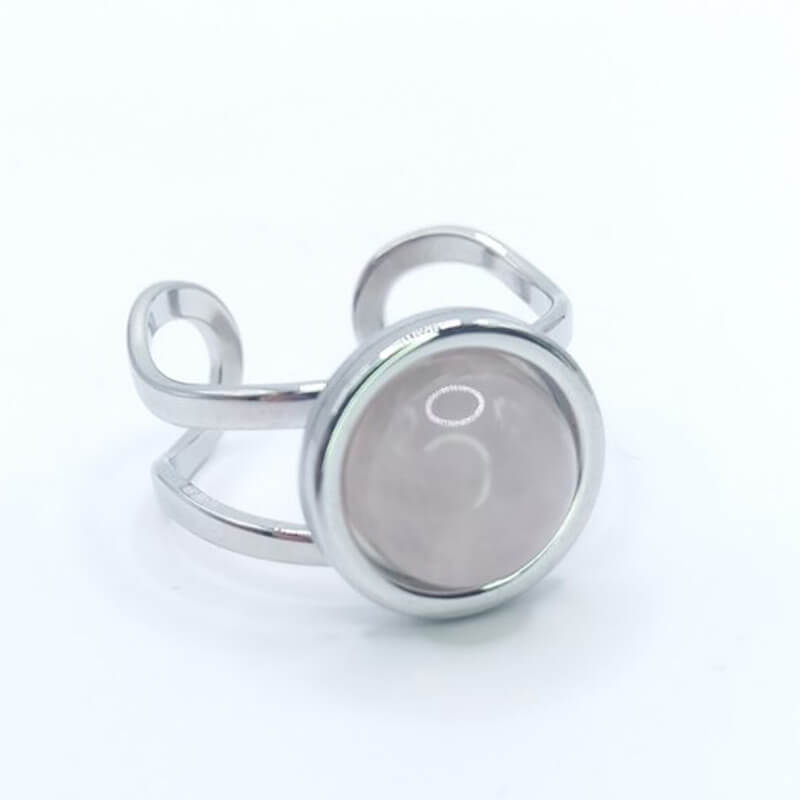 AVRO jewels kallirroi gr faux bijoux γυναικεία χειροποίητα κοσμήματα δαχτυλίδι ροζ χαλαζία ατσάλινο ασημί φο μπιζού καλλιθέα