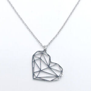 VIOLETTA jewels kallirroi gr faux bijoux γυναικεία χειροποίητα κοσμήματα κολιέ ατσάλινο αλυσίδας καρδιά ασημί εντυπωσιακό κλασικό κόσμημα καλλιθέα