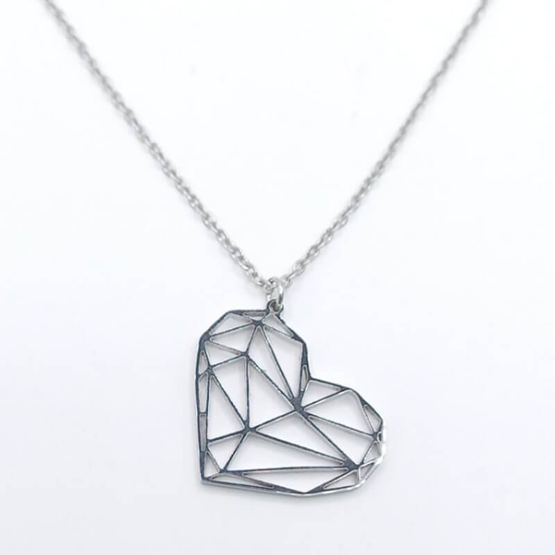 VIOLETTA jewels kallirroi gr faux bijoux γυναικεία χειροποίητα κοσμήματα κολιέ ατσάλινο αλυσίδας καρδιά ασημί εντυπωσιακό κλασικό κόσμημα καλλιθέα