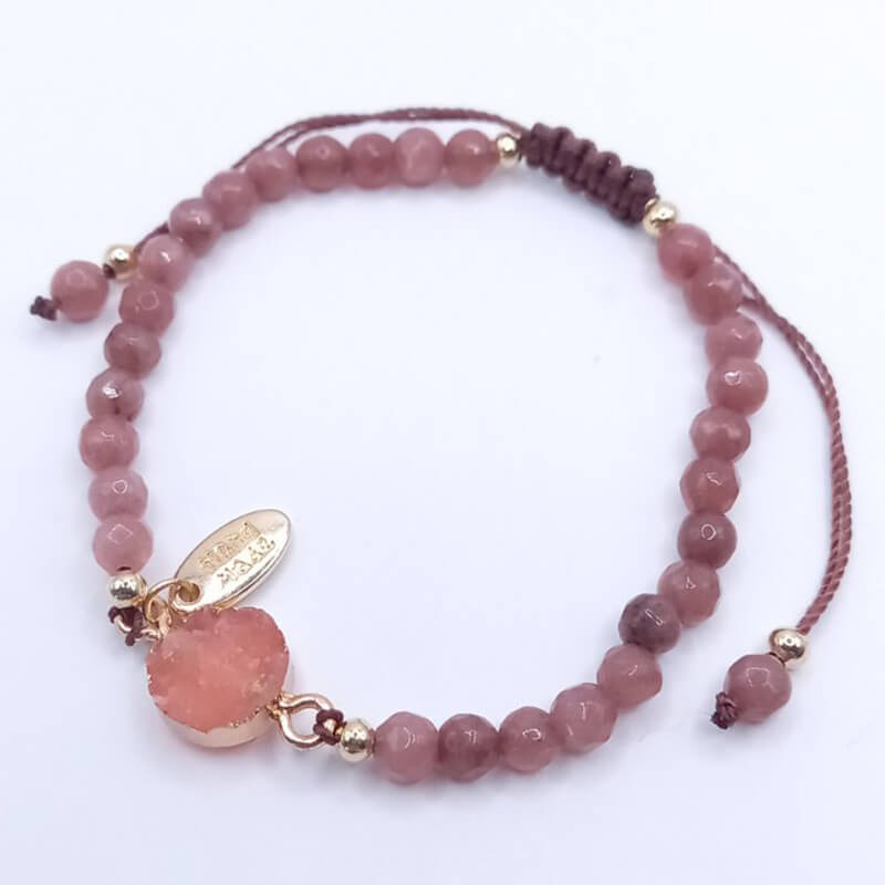 FLOTTILLE jewels kallirroi gr faux bijoux γυναικεία χειροποίητα φθηνά εντυπωσιακά κοσμήματα βραχιόλι χεριού μακραμέ αχάτη druzy stone σομόν κόσμημα καλλιθέα